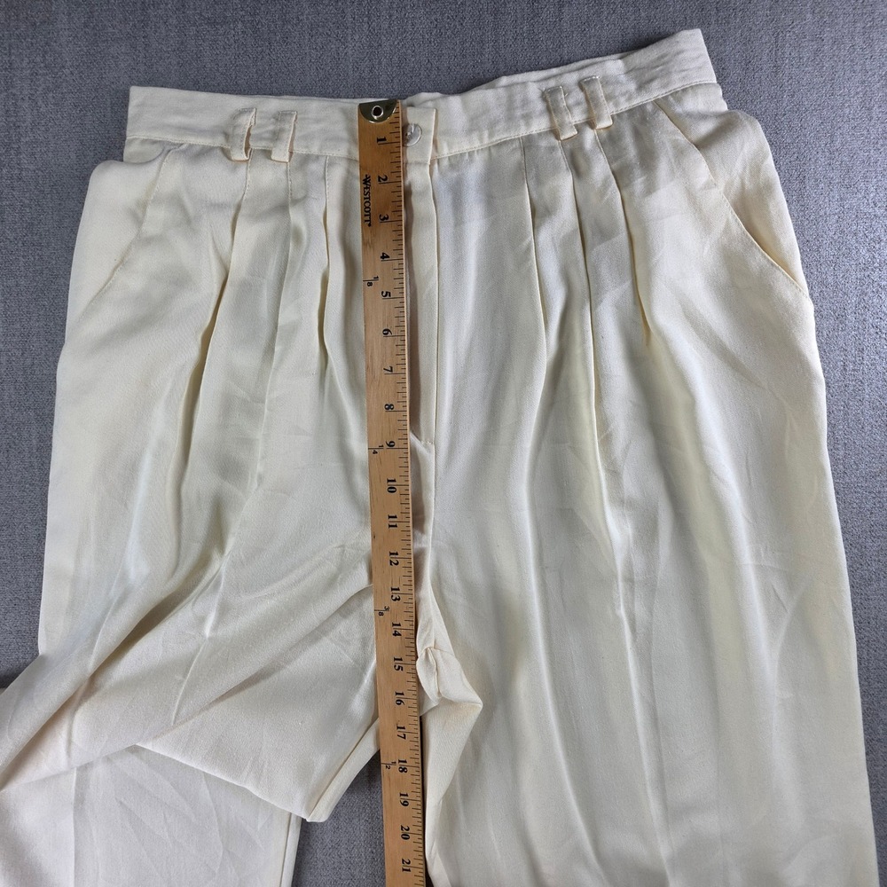 Worthington Pleated Trousers Women 16 Tall Cream Vintage High Waist Tapered Leg - Picture 6 of 16